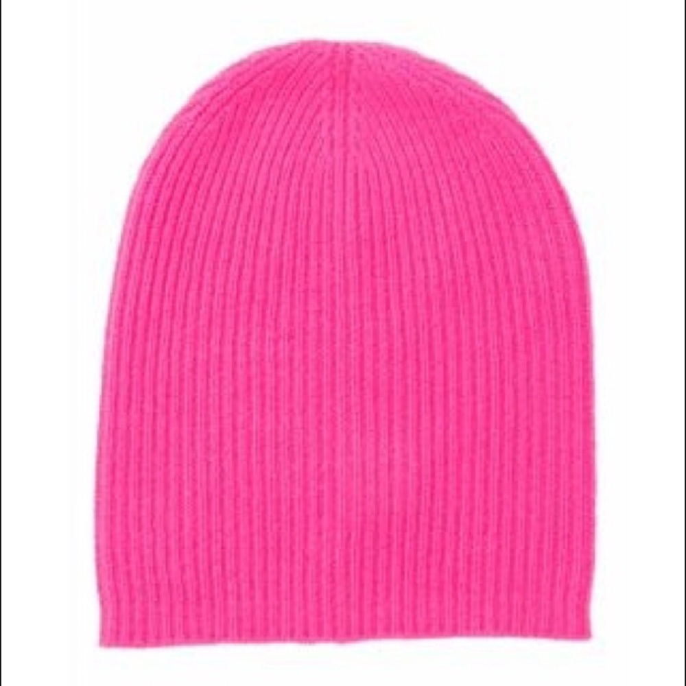 PORTOLANO RIBBED KNIT CASHMERE BEANIE NEON PINK